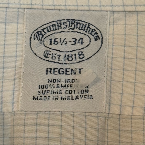 Brooks Brothers Regent Blue White Checkered Button Down Men's Shirt 16.5 - Picture 4 of 5